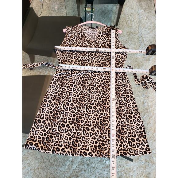 Apt. 9 Dress Women's XL Multi Leopard Print Tie Waist Sleeveless V Neck - Picture 8 of 12